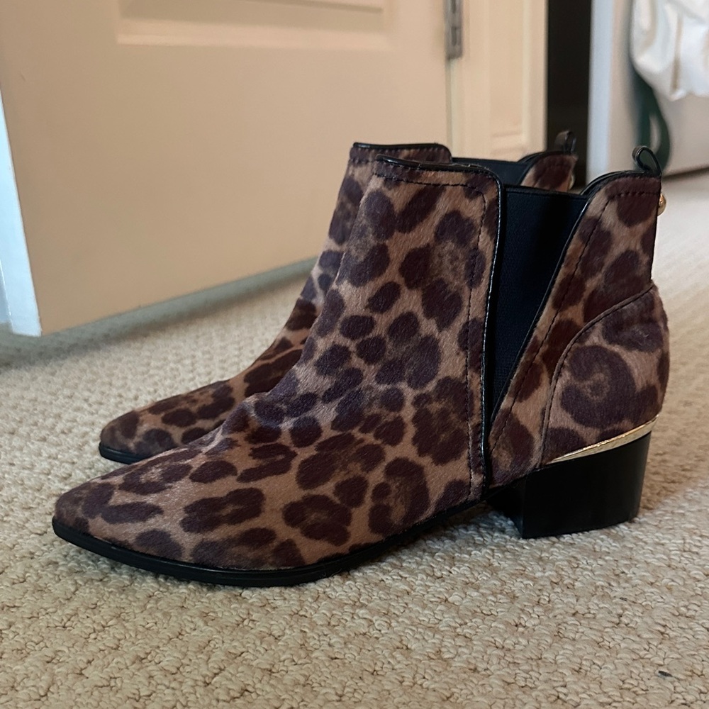 Nine West Brown Leopard Ankle Booties